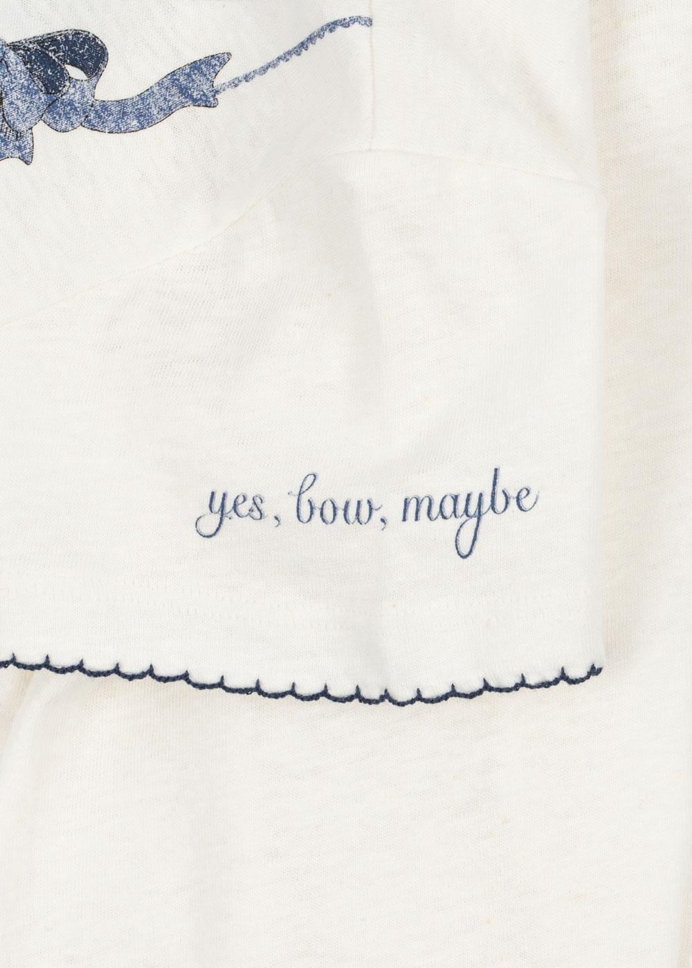 ERA Short Sleeves Organic Cotton Bow Collar Tee Cream