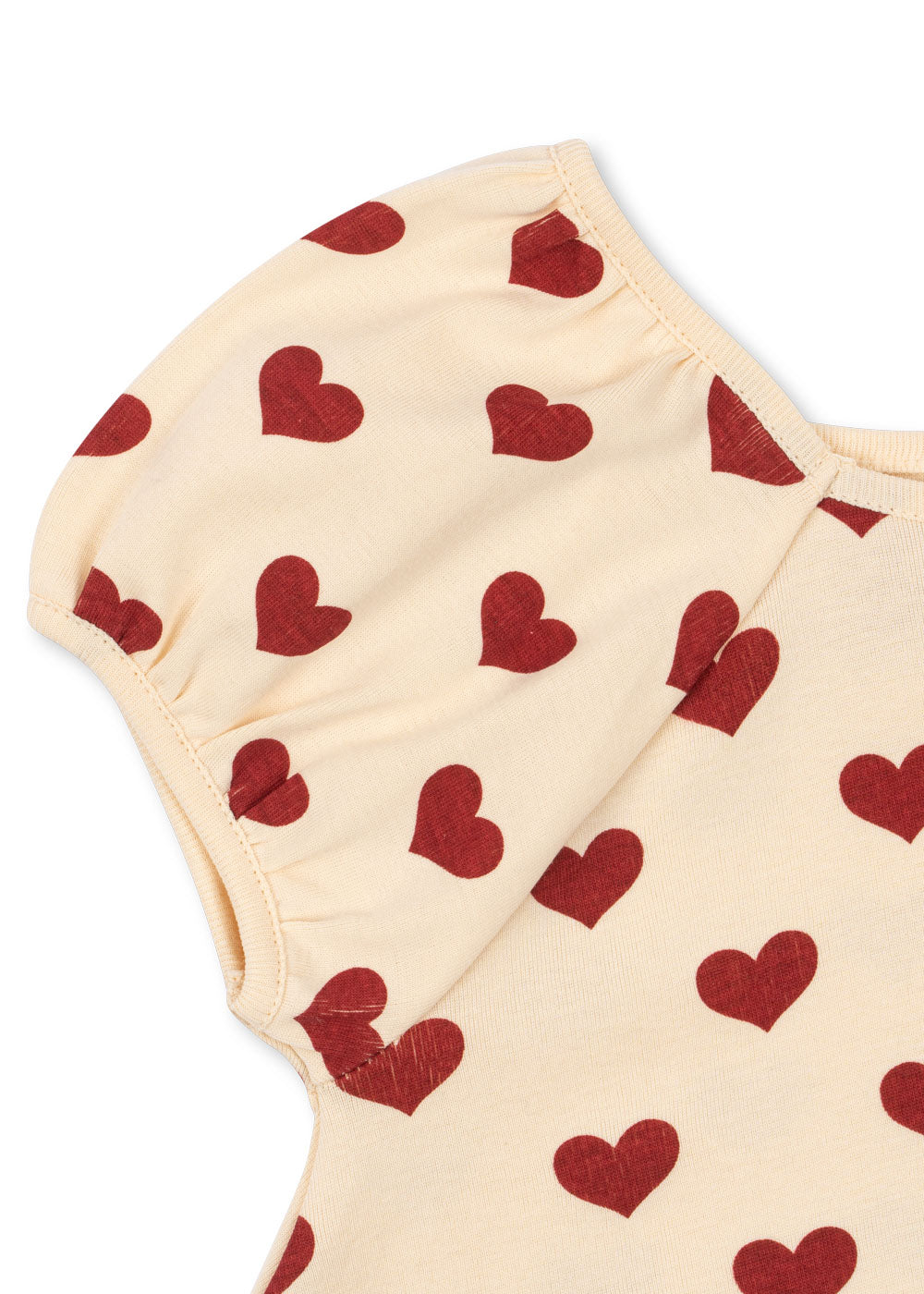 Girl Classic Organic Cotton Flutter Short Sleeves Summer Twirl Dress Red Hearts