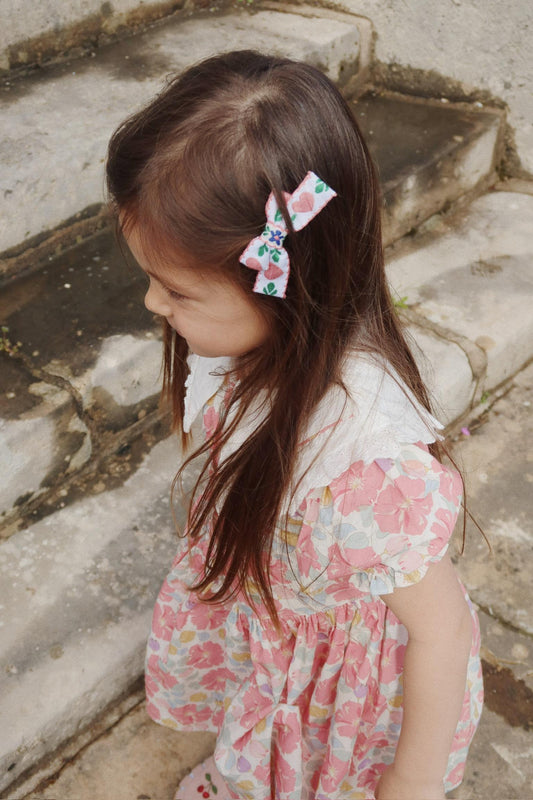 COEUR Floral Puff Short Sleeves Lace Collar Organic Cotton Dress