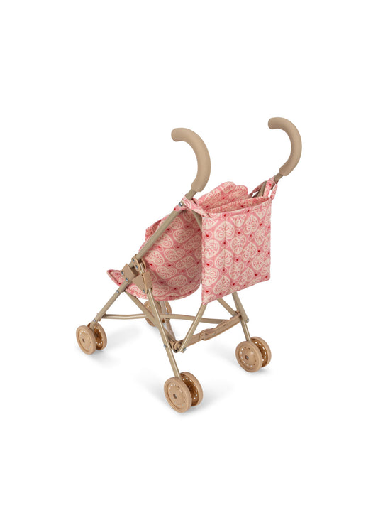 Doll Stroller Foldable Toy Pram Floral Printed Pink