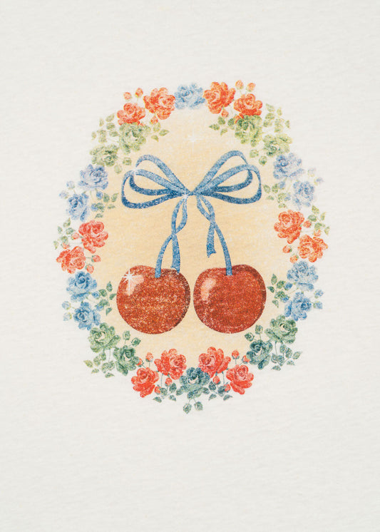 ERA Girls Cherry Bow Short Sleeves T-Shirt Organic Cotton White