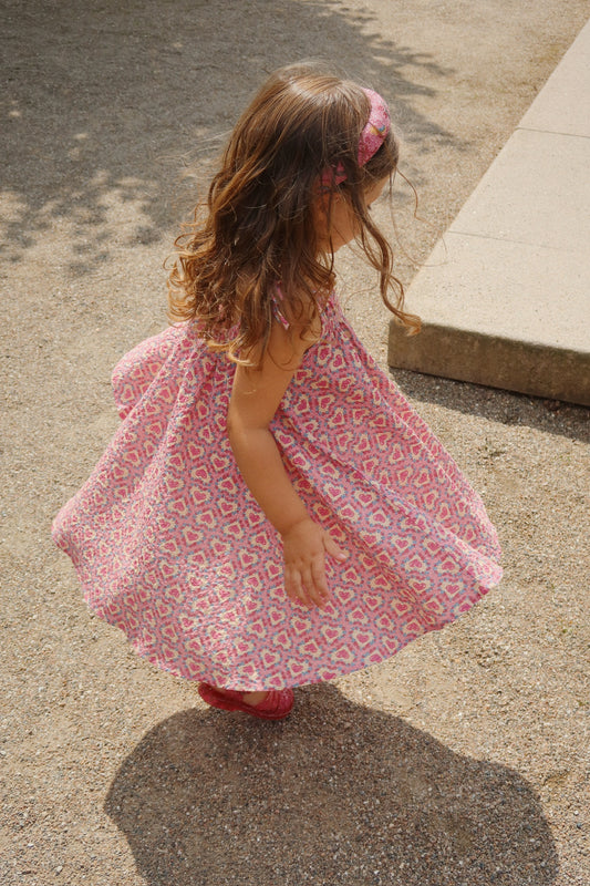 VIVIAN Strap Summer Heart Print Organic Cotton Dress