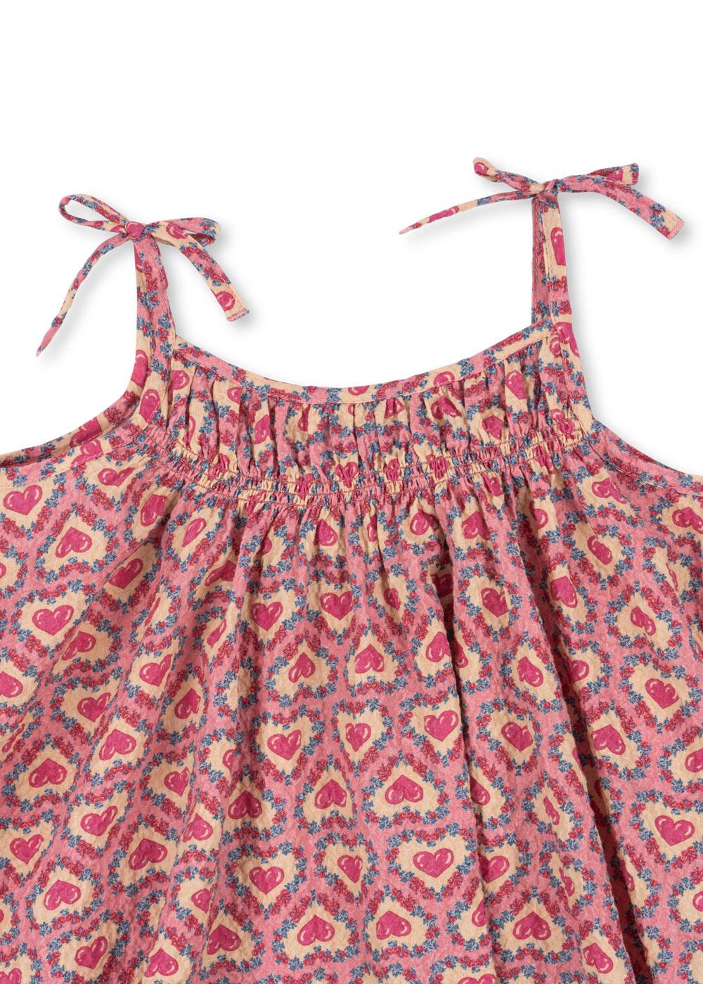 VIVIAN Strap Summer Heart Print Organic Cotton Dress