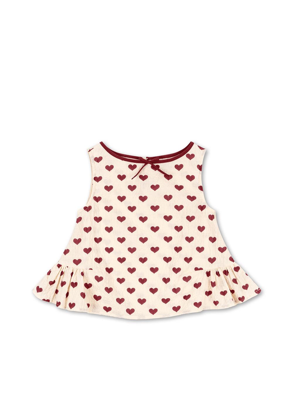 AVA Organic Cotton Sleeveless Peplum Heart Print Top
