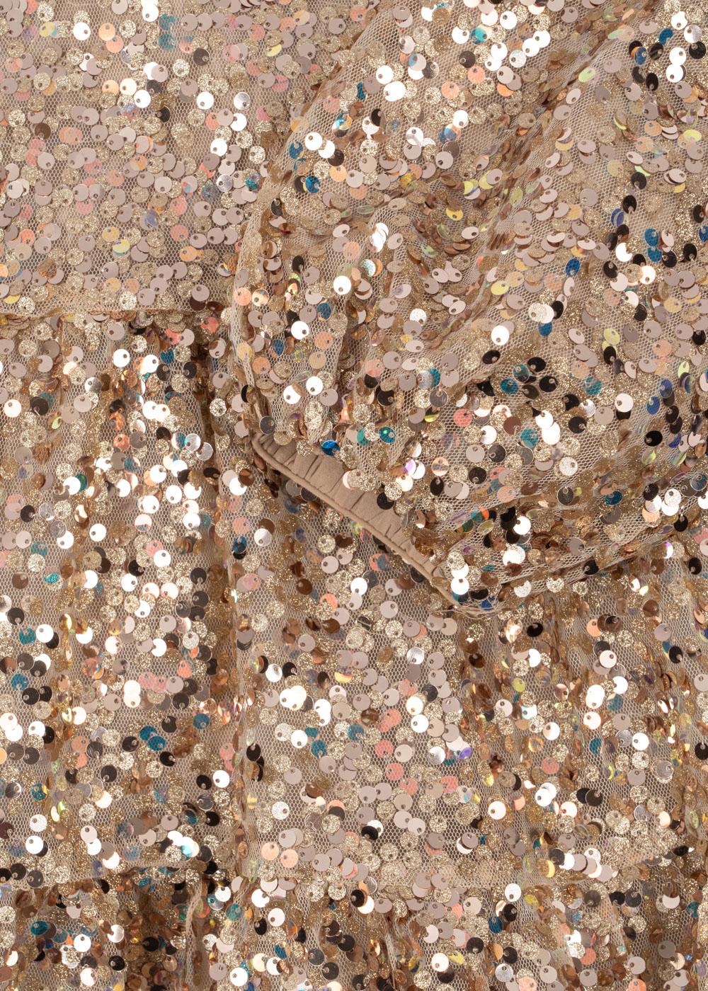 LILA Sequins Bow Party Dress Gold