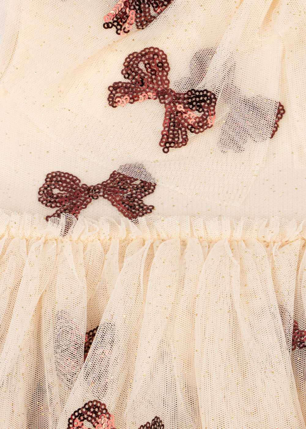 YVONNE Sleeveless Tulle Sequin Bow Dress