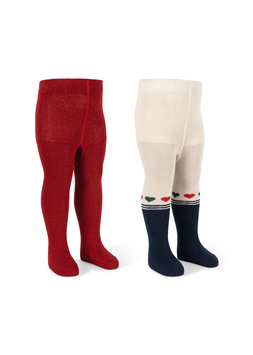 2 Pack Lurex Tights Red Hearts