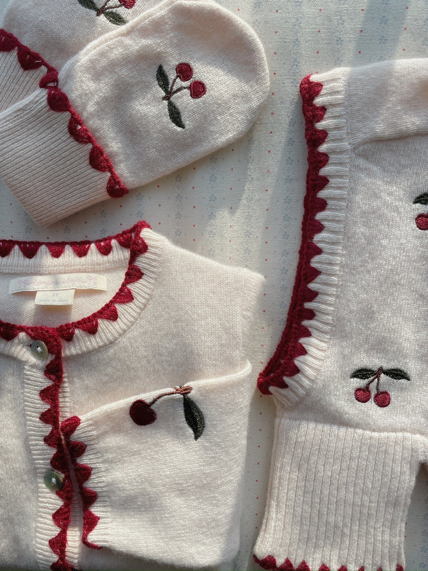COLLETTE Wool Cherry Cardigan Off White
