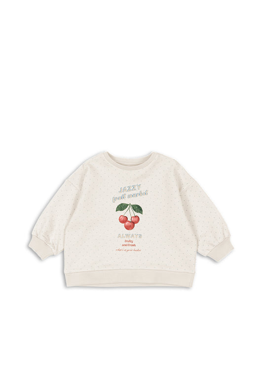 LOUPY Lou Organic Cotton Sweatshirt Long Sleeves Cherry Printed Jazz Dot