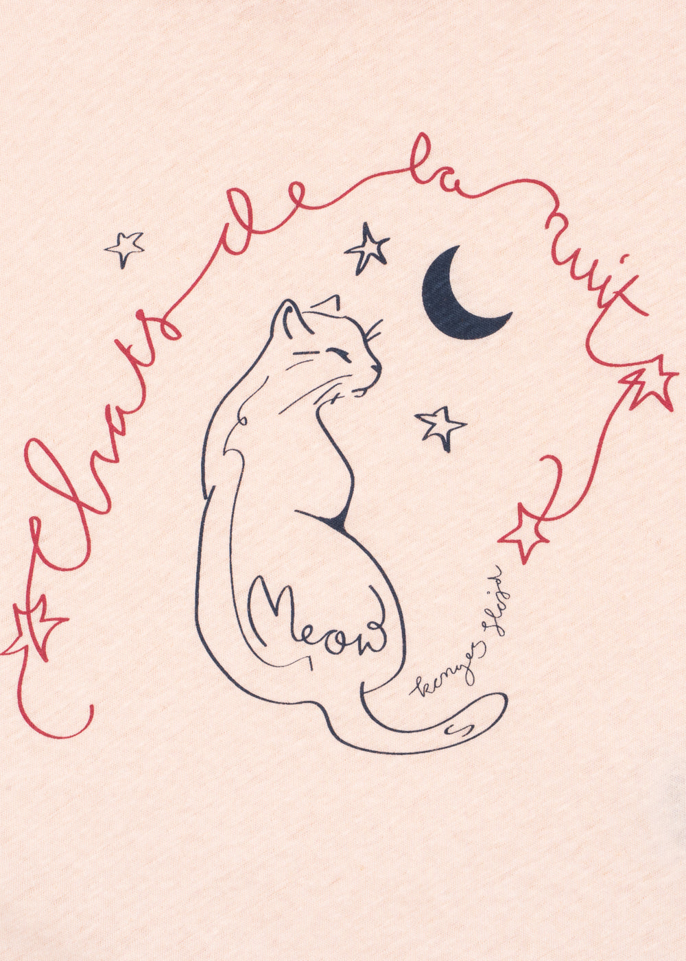 Kids Organic Cotton Short Sleeves Cat & Moon T-Shirt Pink