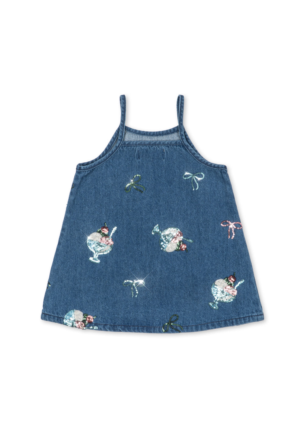 MAGOT Sequin Organic Cotton Strap Denim Dress Gelato