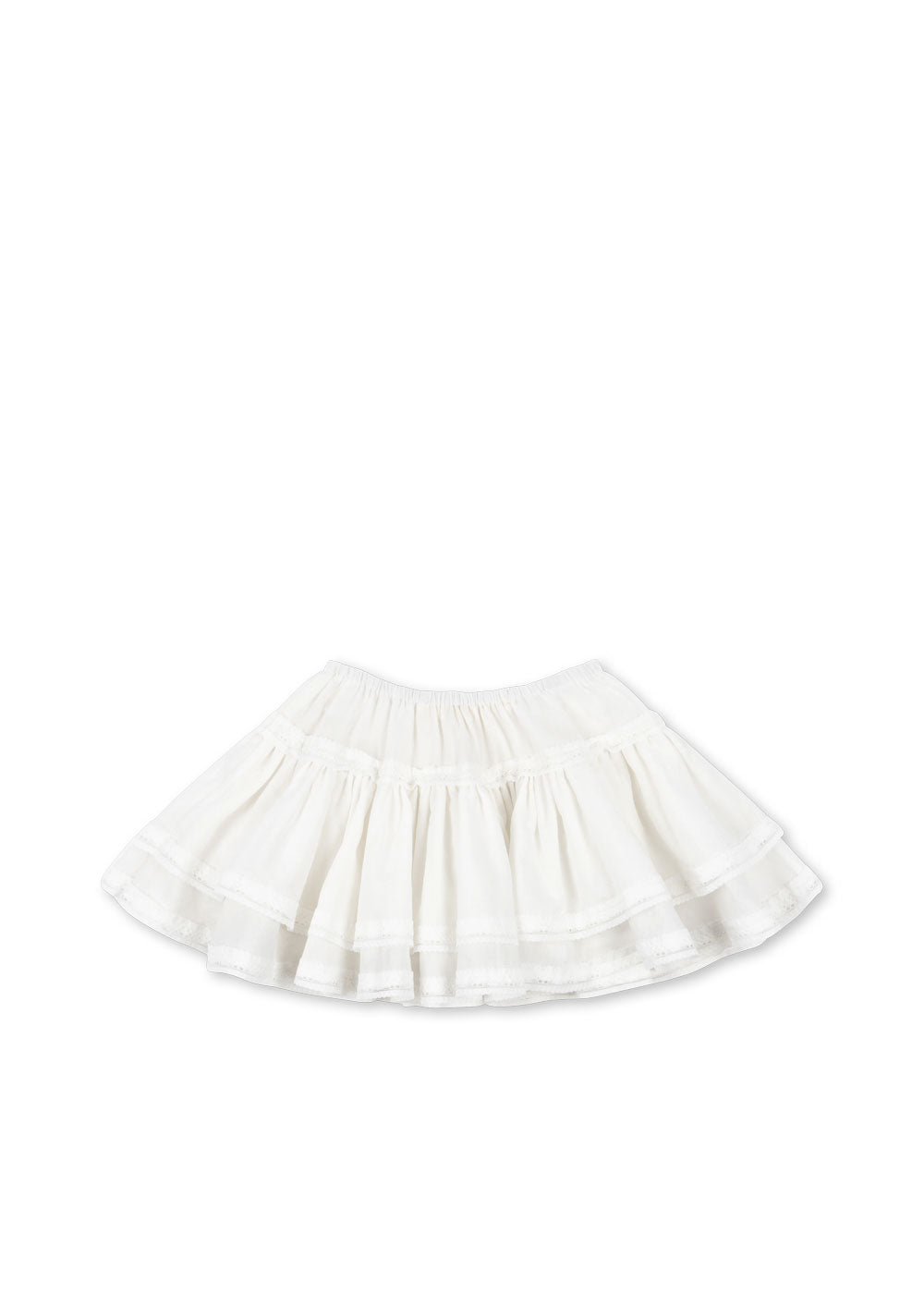 Konges Sløjd MORA Girls White Tiered Ruffle Organic Cotton Lace Skirt