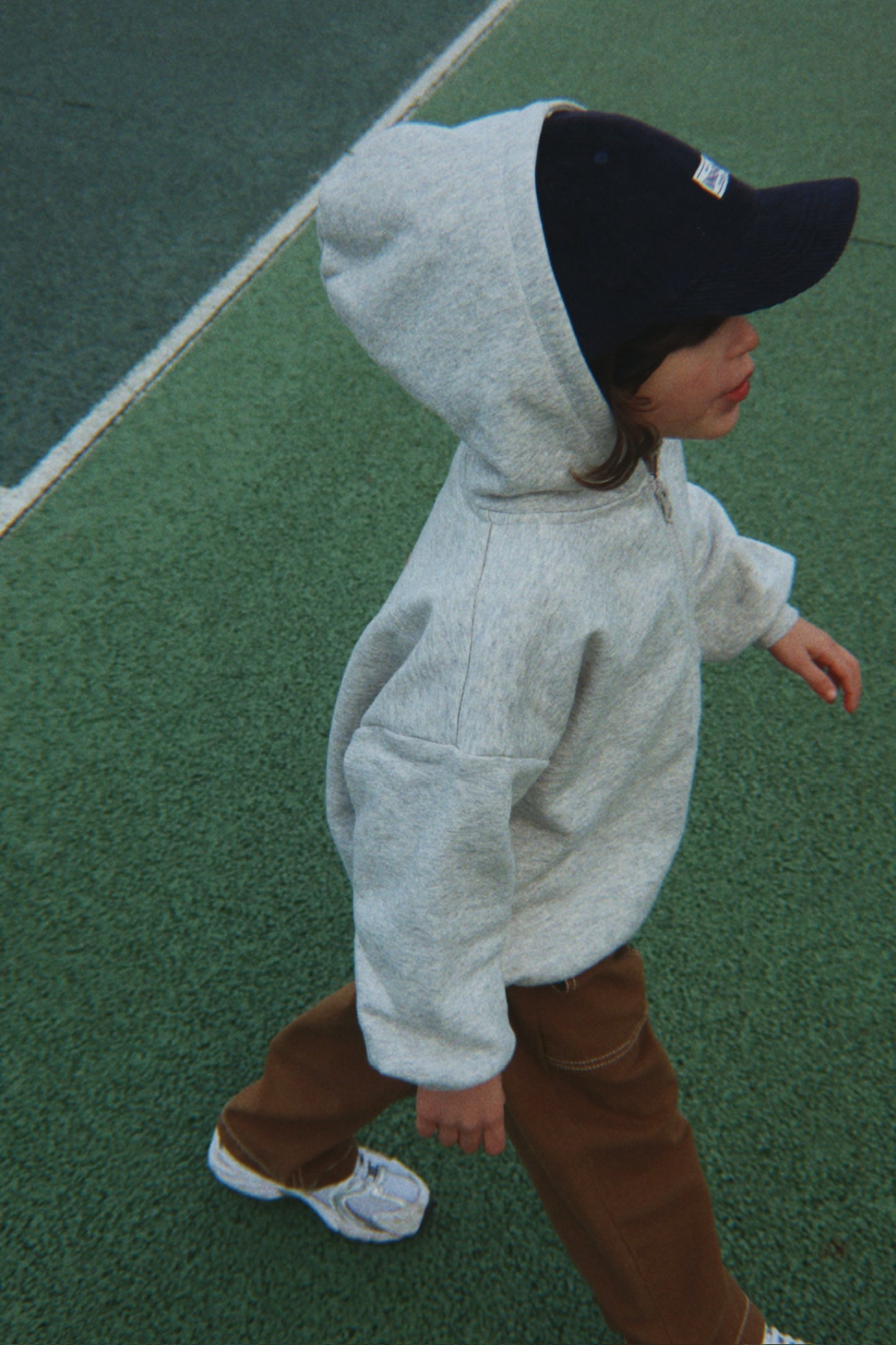 Lou Sweat Zip Organic Cotton Hood Ciao Miao Tiger Grey Melange