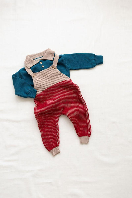 Vintage Red Knit Overall