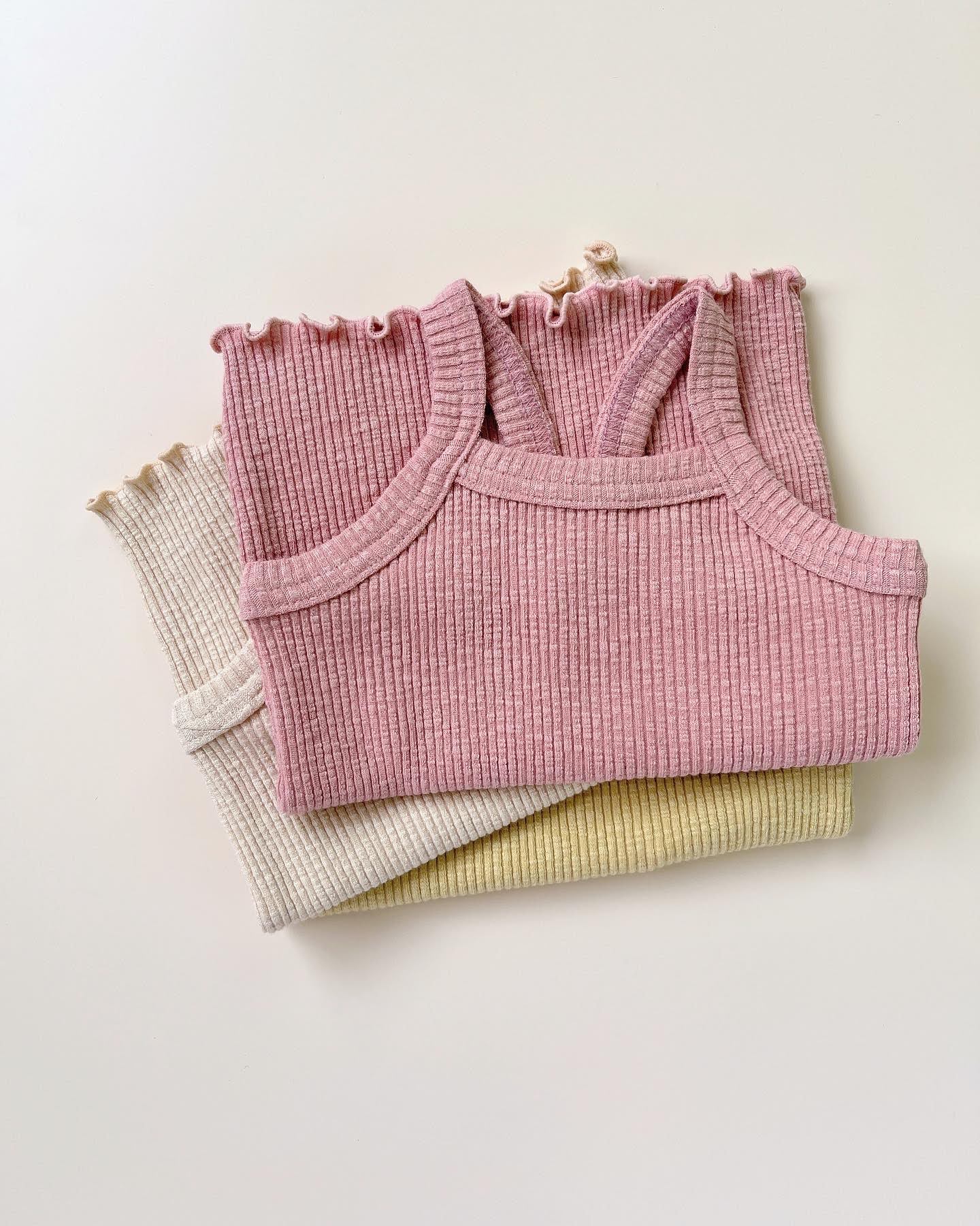 Ribbed Sleeveless Sweater Top Natural