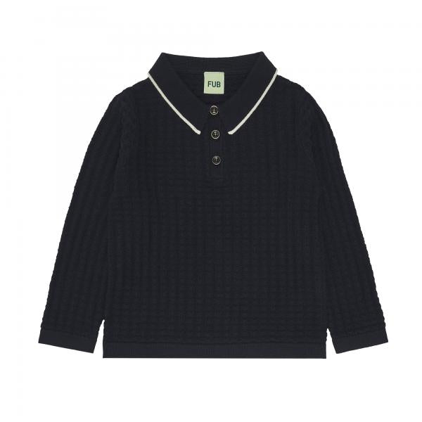 Organic Cotton Long Sleeve Polo Dark Navy