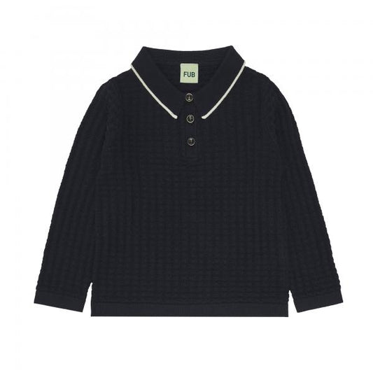 Organic Cotton Long Sleeve Polo Dark Navy