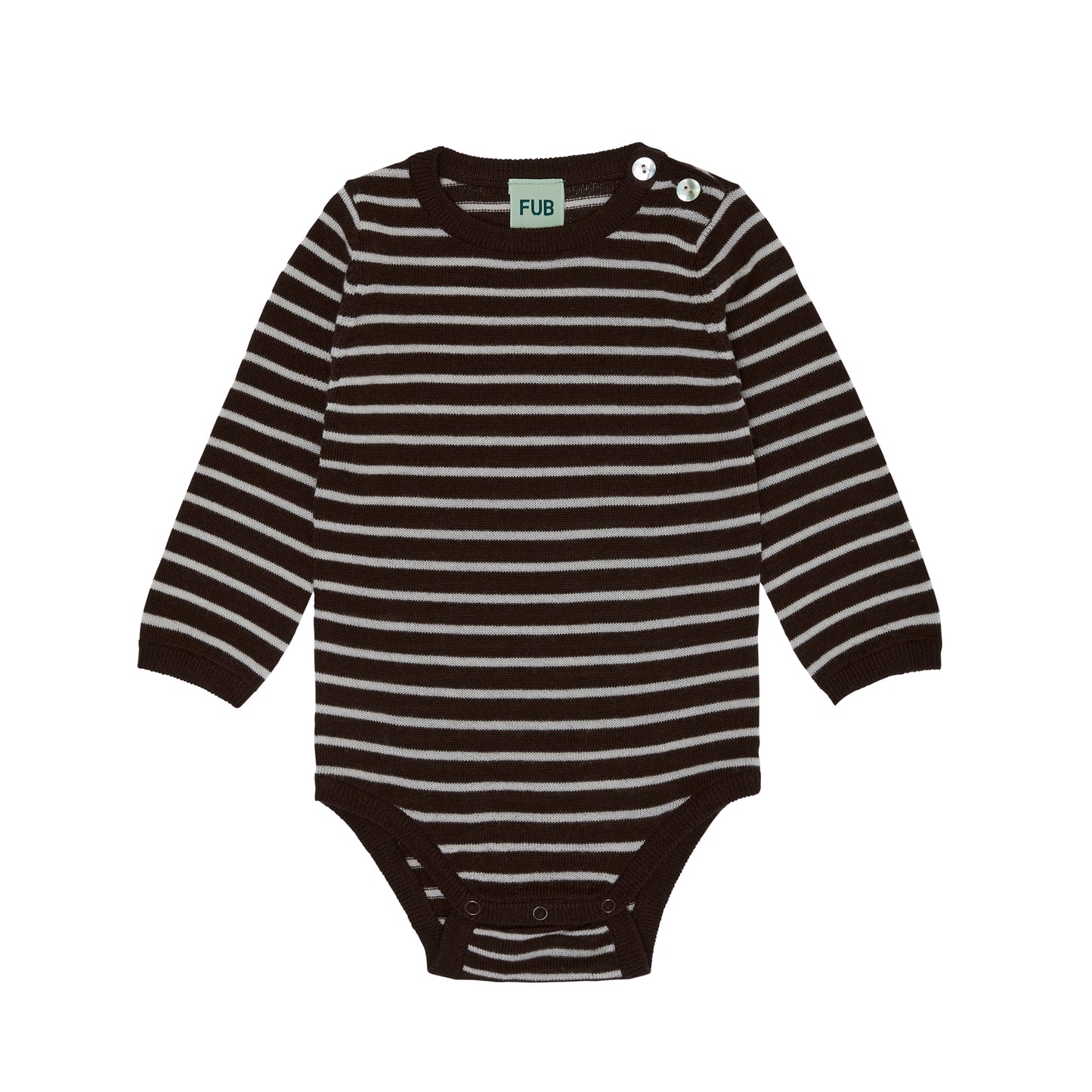 Striped Extra Fine Wool Baby Grow Walnut