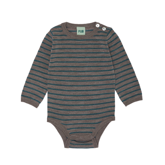 Striped Extra Fine Wool Baby Grow
