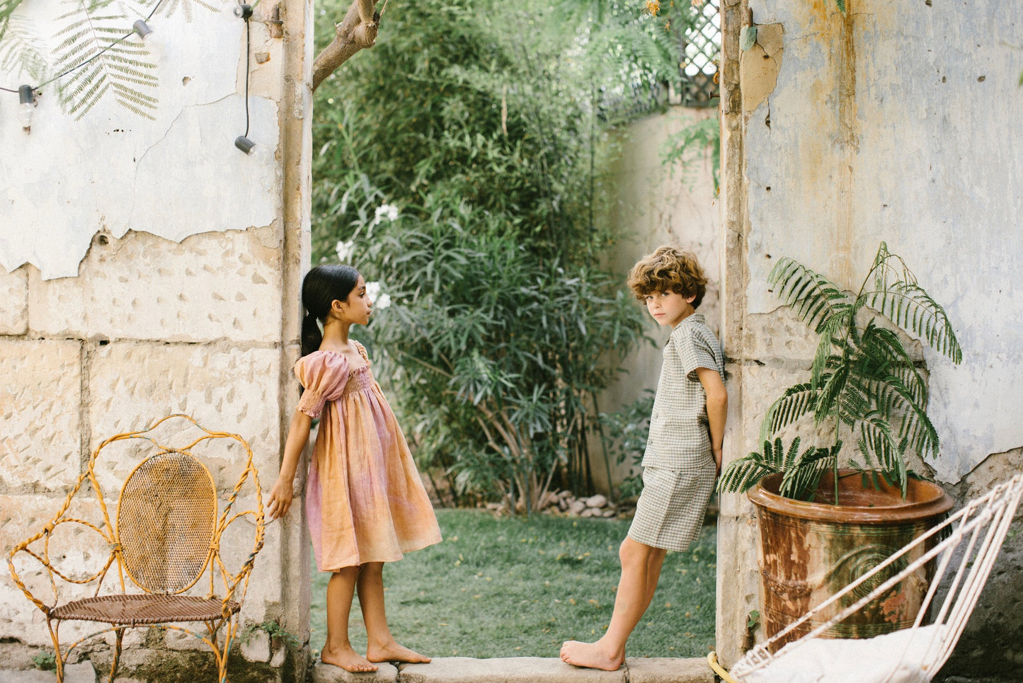 Uma Organic Cotton Shirt Green Gingham