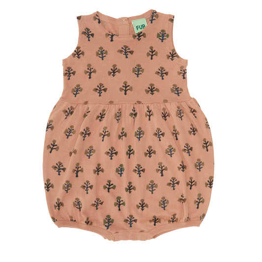 Organic Cotton Flower Print Baby Jumpsuit Sandstone