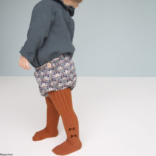 Capucine Ribbed Tights with Velvet Bows 3 Colors