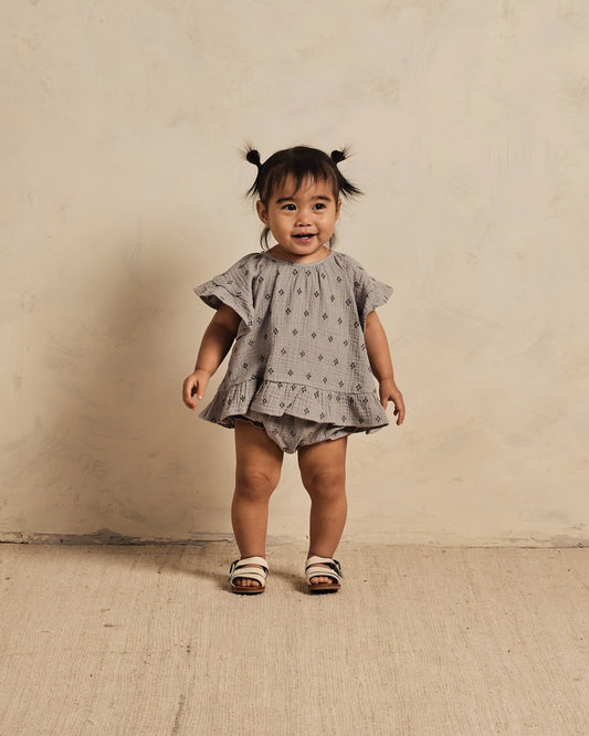 Butterfly Top And Bloomer Cotton Set Geo Embroidery