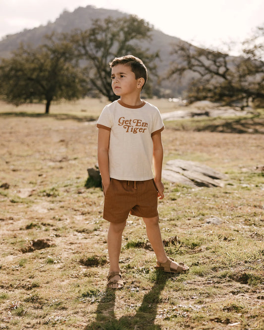 Ringer Cotton Short Sleeves Tee Get Em' Tiger Ivory