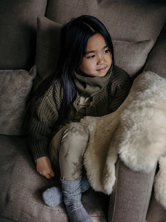 The Chunky Cardigan Organic Cotton Olive