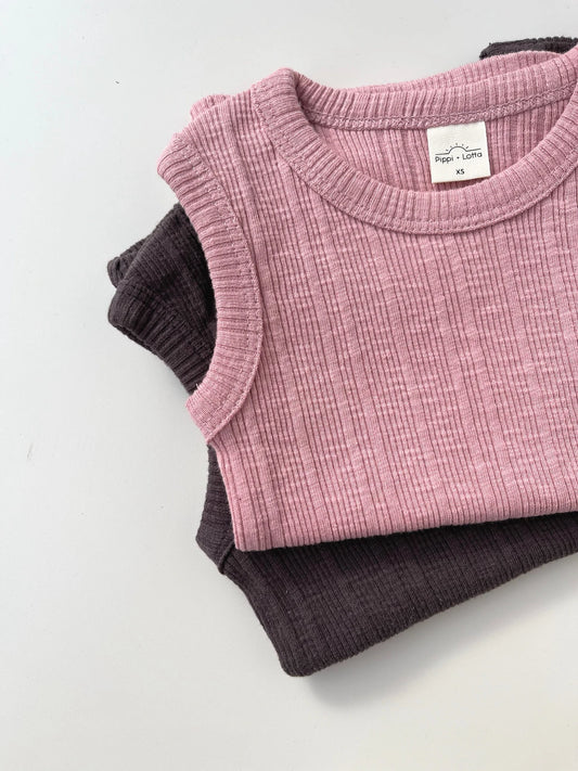 Ribbed Sleeveless Top Pink