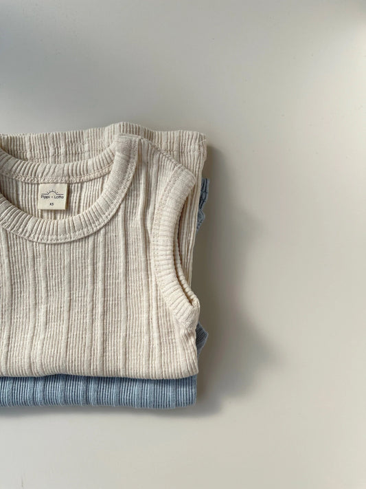 Ribbed Sleeveless Top White