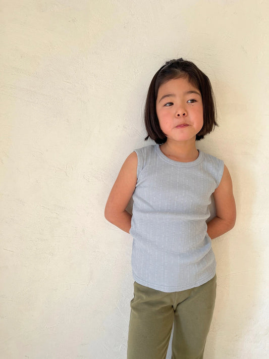 Ribbed Sleeveless Top Blue