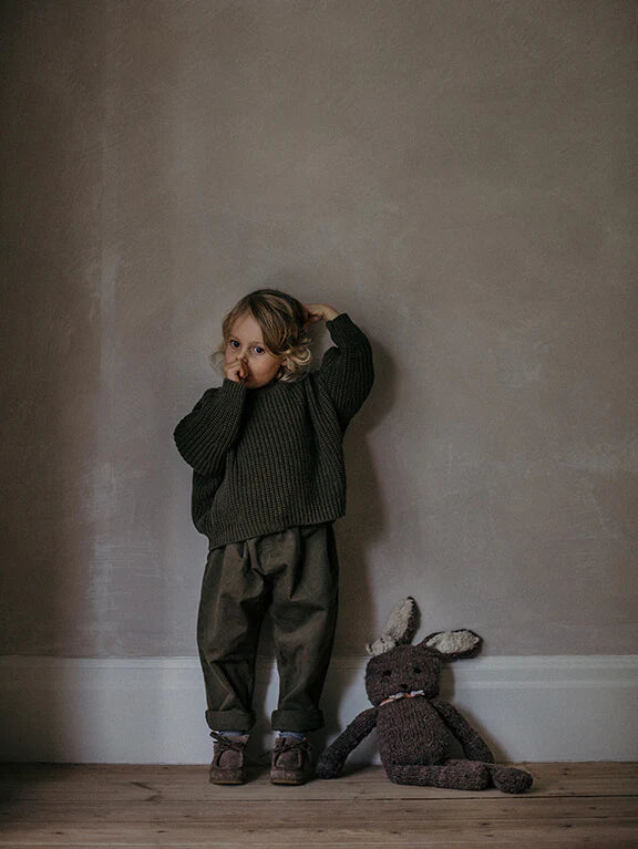 The Chunky Cardigan Organic Cotton Olive