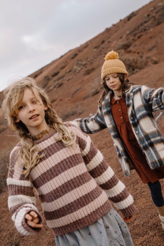 Bands Knit Jumper Old Rose