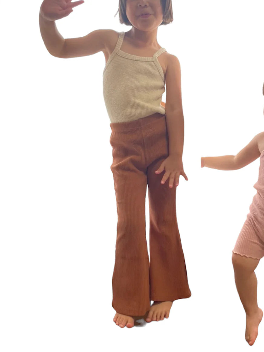 Ribbed Flare Trousers Camel