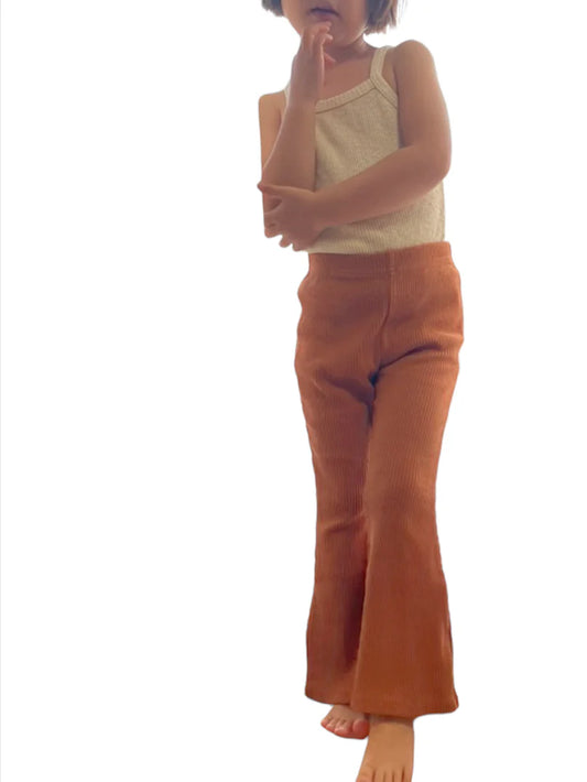 Ribbed Flare Trousers Camel