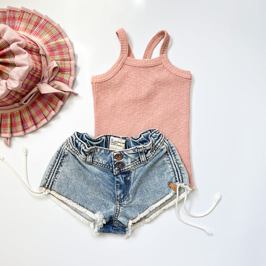 Ribbed Sleeveless Sweater Top Pink