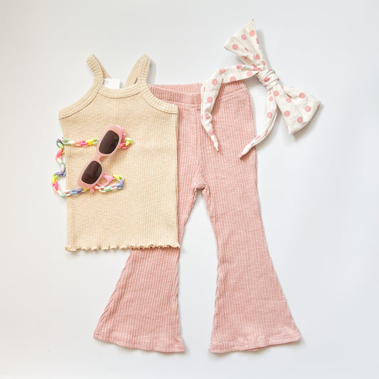 Ribbed Sleeveless Sweater Top Natural