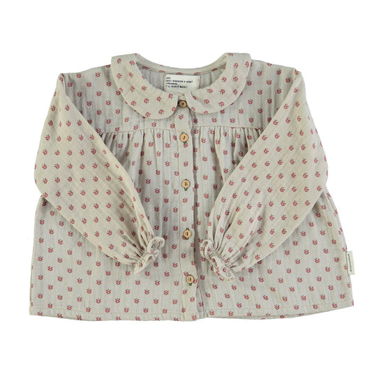 Peter Pan Collar Blouse Taupe Brown