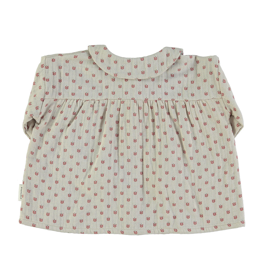 Peter Pan Collar Blouse Taupe Brown