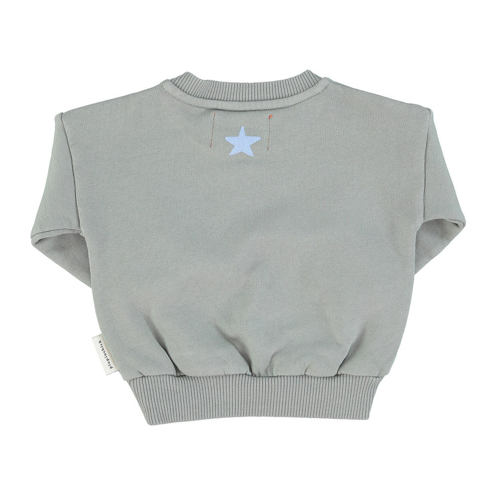 Baby Organic Cotton Hello Printed Sweatshirt Greenish Grey