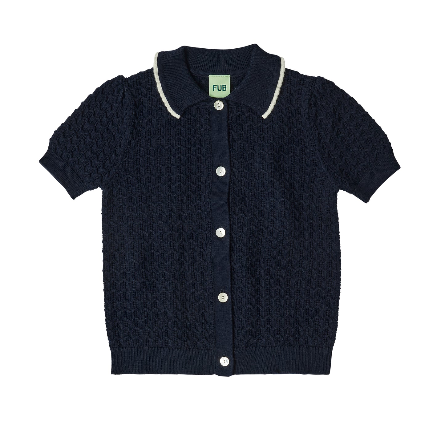 Pointelle Organic Cotton Short Sleeves Shirt Dark Navy