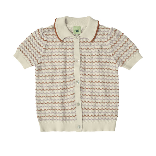 Pointelle Organic Cotton Short Sleeves Shirt Ecru