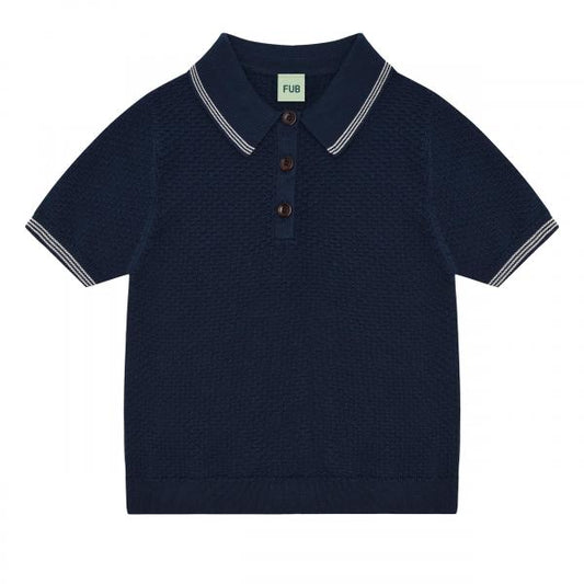 Organic Cotton Pique Short Sleeves Knit Polo Dark Navy