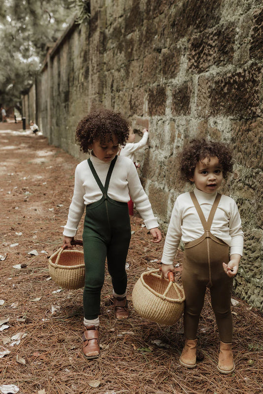 Footless Organic Cotton Tights Dark Forest Green