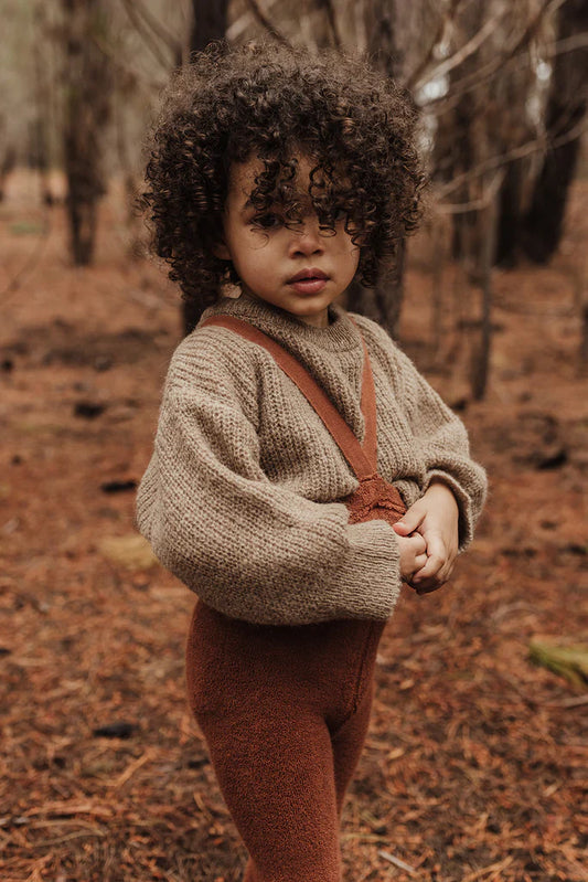 Teddy Warmy Organic Cotton Tights Footless Cinnamon