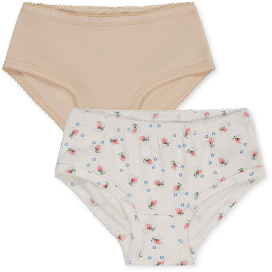 Basic 2 Pack Girl Organic Cotton Underwear Peach Flower Printed