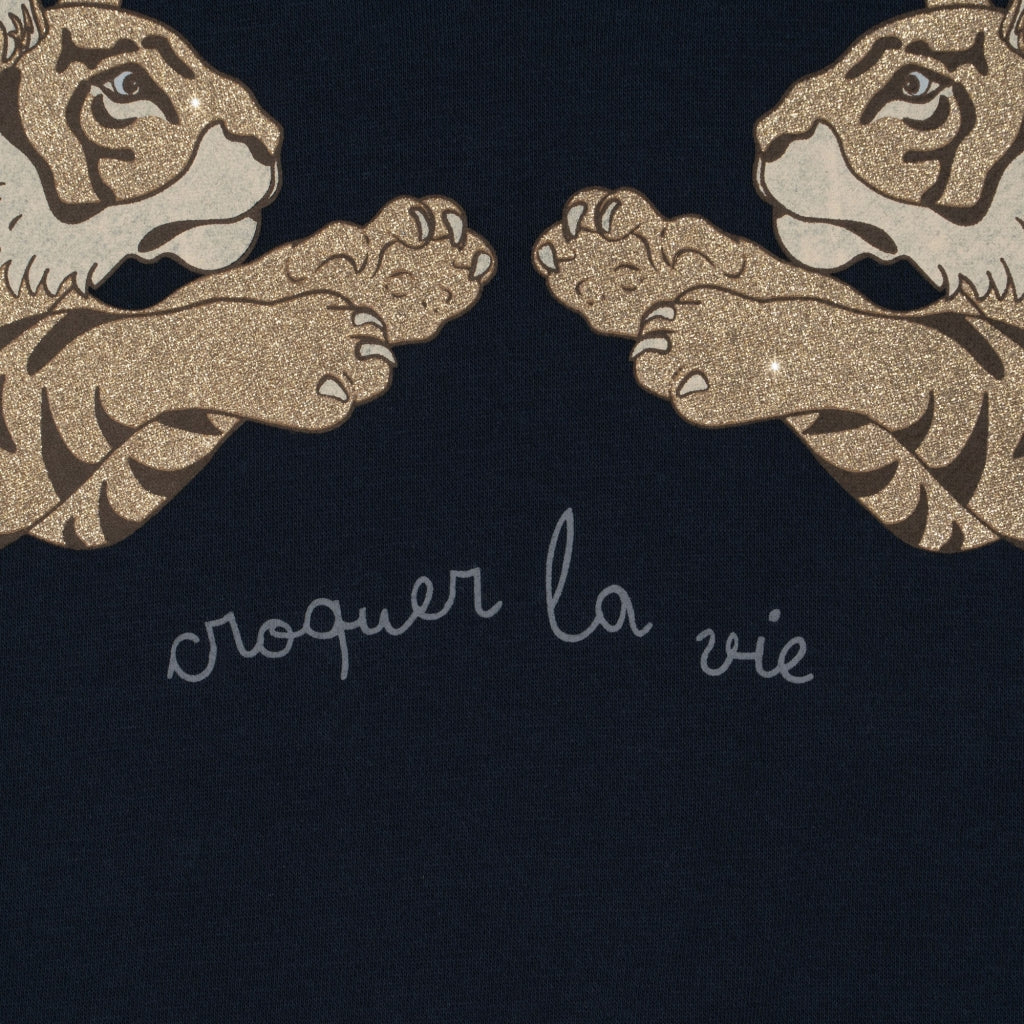 LOU Tiger Organic Cotton Sweatshirt Navy Blue