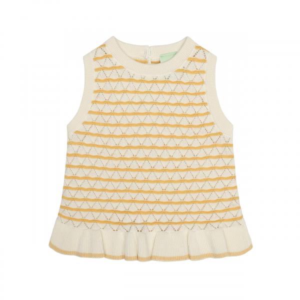 FUB Organic Cotton Pointelle Knit Sleeveless Top Butter Cream