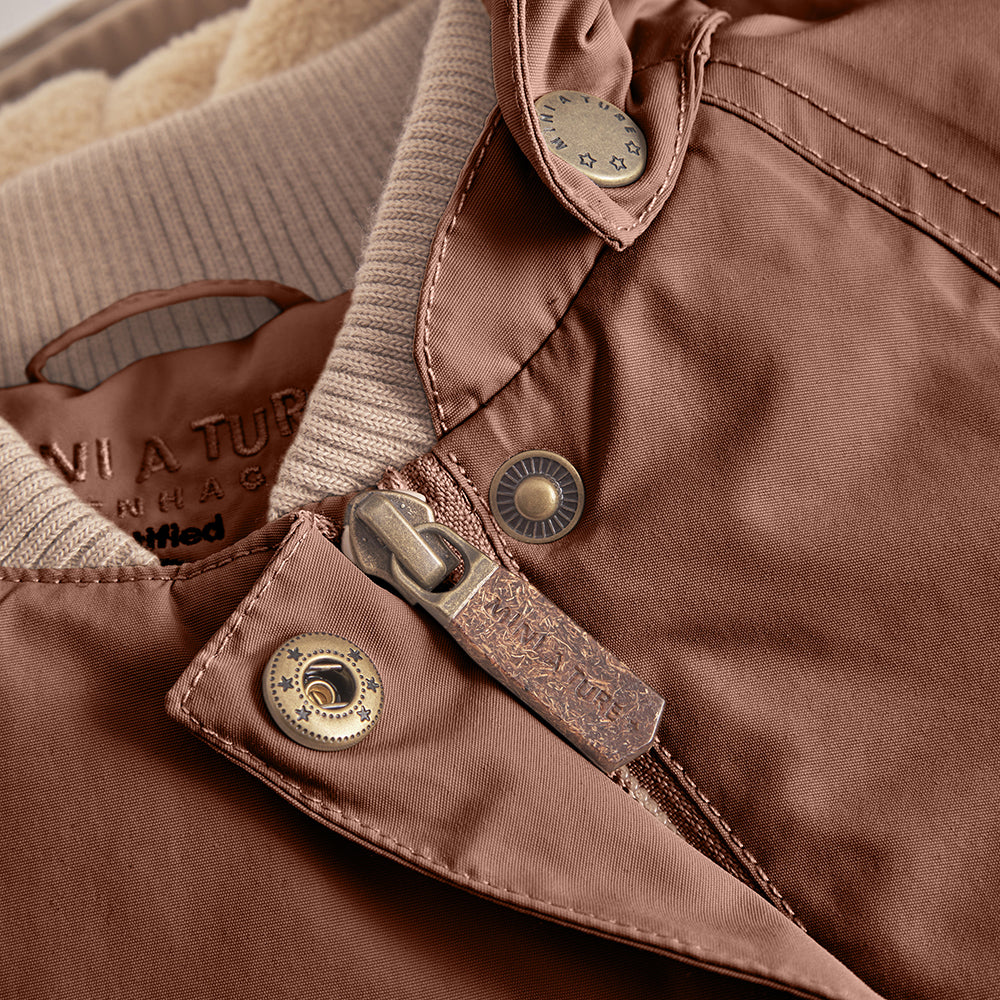 MAT WANG Fleece Lined Winter Jacket Rootbeer Brown